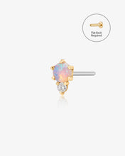 Load image into Gallery viewer, ZENA | Single Opal And Diamond Threadless Flatback Earring by Aurelie Gi
