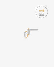 Load image into Gallery viewer, DEVON | Baguette Duo White Sapphire Threadless Flatback Earring by Aurelie Gi

