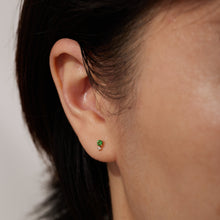 Load image into Gallery viewer, May Birthstone | Green Tsavorite and White Sapphire Stud Earring by Aurelie Gi — detail view
