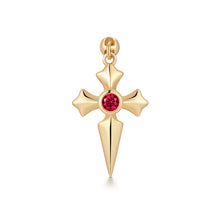 Load image into Gallery viewer, DOJA | Lab Grown Diamond &amp; Ruby Dangle Cross Threaded Flatback by Aurelie Gi — alternate angle
