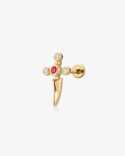 Load image into Gallery viewer, PHINEAS | Lab Grown Diamond &amp; Ruby Dagger Threaded Flatback by Aurelie Gi
