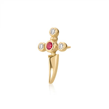 Load image into Gallery viewer, PHINEAS | Lab Grown Diamond &amp; Ruby Dagger Threaded Flatback by Aurelie Gi — alternate angle
