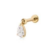 Load image into Gallery viewer, ARABELLA | Pear Lab Grown Diamond Dangle Threaded Flatback by Aurelie Gi — alternate angle

