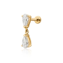 Load image into Gallery viewer, HERMIONE | Double Pear Lab Grown Diamond Threaded Flatback by Aurelie Gi — alternate angle
