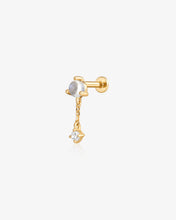 Load image into Gallery viewer, Moonstone &amp; White Sapphire Dangle Flatback Stud by Aurelie Gi
