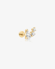 Load image into Gallery viewer, Curved Pear &amp; Round Lab-Grown Diamond Flatback Stud by Aurelie Gi
