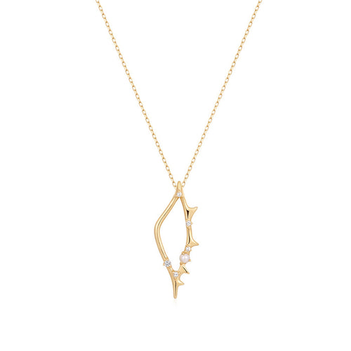 ATTINA | Pearl and White Sapphire Open Pendant Necklace