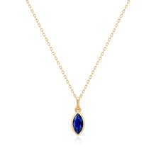 Load image into Gallery viewer, PALOMA | Bezel Marquise Lab Grown Sapphire Necklace by Aurelie Gi — on model
