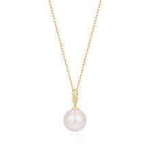 Load image into Gallery viewer, KALINDA | Pearl Necklace with Lab Grown Diamond Accent by Aurelie Gi — alternate angle
