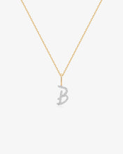 Load image into Gallery viewer, Cursive Letter Pavé Diamond Necklace by Aurelie Gi — alternate angle
