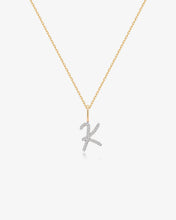 Load image into Gallery viewer, Cursive Letter Pavé Diamond Necklace by Aurelie Gi — alternate angle
