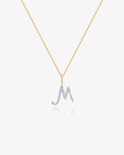 Load image into Gallery viewer, Cursive Letter Pavé Diamond Necklace by Aurelie Gi — alternate angle
