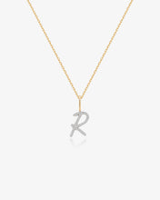 Load image into Gallery viewer, Cursive Letter Pavé Diamond Necklace by Aurelie Gi — alternate angle
