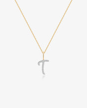 Load image into Gallery viewer, Cursive Letter Pavé Diamond Necklace by Aurelie Gi — alternate angle

