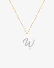 Load image into Gallery viewer, Cursive Letter Pavé Diamond Necklace by Aurelie Gi — alternate angle
