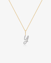 Load image into Gallery viewer, Cursive Letter Pavé Diamond Necklace by Aurelie Gi — alternate angle
