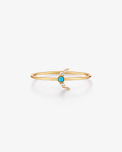 Load image into Gallery viewer, NORA | Turquoise &amp; White Sapphire Crescent Moon Ring by Aurelie Gi
