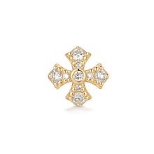 Load image into Gallery viewer, FOXY | Lab Grown Diamond Fancy Cross Threadless Flatback Earring by Aurelie Gi — on model
