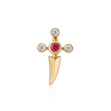 Load image into Gallery viewer, PHINEAS | Lab Grown Diamond &amp; Ruby Dagger Threadless Flatback Earring by Aurelie Gi — on model
