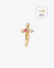 Load image into Gallery viewer, PHINEAS | Lab Grown Diamond &amp; Ruby Dagger Threadless Flatback Earring by Aurelie Gi
