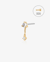 Load image into Gallery viewer, Moonstone &amp; White Sapphire Dangle Threadless End by Aurelie Gi
