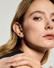 Load image into Gallery viewer, Moonstone &amp; White Sapphire Dangle Threadless End by Aurelie Gi — on model
