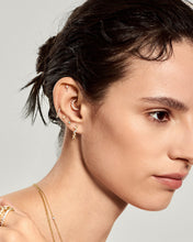 Load image into Gallery viewer, LEANDRA | Marquise and Round Lab Grown Diamond Single Huggie by Aurelie Gi — on model

