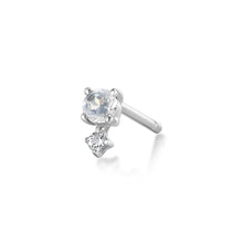 Load image into Gallery viewer, March Birthstone | Aquamarine and White Sapphire Stud Earring by Aurelie Gi — alternate angle
