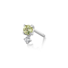 Load image into Gallery viewer, August Birthstone | Peridot and White Sapphire Stud Earring by Aurelie Gi — alternate angle

