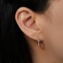 Load image into Gallery viewer, IDA | Rose Cut Double White Sapphire Stud Earring by Aurelie Gi — on model
