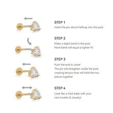 Load image into Gallery viewer, 14K Solid Gold 18 Gauge Threadless Flat Back Earrings Posts by Aurelie Gi — alternate angle
