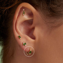 Load image into Gallery viewer, WILLOW | Single Tsavorite Baguette Huggie Hoop by Aurelie Gi — detail view
