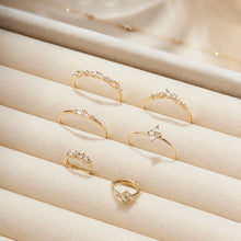Load image into Gallery viewer, GLENNA | Pear and Round White Sapphire Half-Eternity Ring by Aurelie Gi — alternate angle
