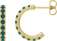Load image into Gallery viewer, 14k Yellow Gold Lab-Grown Alexandrite French-Set Huggie Hoop Earrings
