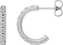 Load image into Gallery viewer, 14k White Gold Lab-Grown Diamond French-Set Huggie Hoop Earrings
