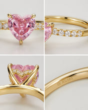 Load image into Gallery viewer, Pink Padparadscha Heart &amp; Lab Grown Diamond Ring #7 by Aurelie Gi — on model

