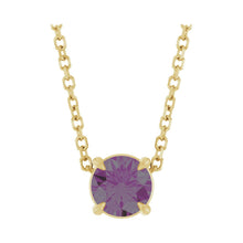 Load image into Gallery viewer, 14k Yellow Gold Lab-Grown Alexandrite 5 mm Solitaire Necklace
