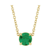Load image into Gallery viewer, 14k Yellow Gold Lab-Grown Emerald 5 mm Solitaire Necklace
