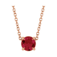 Load image into Gallery viewer, 14k Rose Gold Lab-Grown Ruby 5 mm Solitaire Necklace
