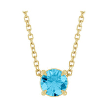 Load image into Gallery viewer, 14k Yellow Gold Natural Aquamarine 5 mm Solitaire Necklace
