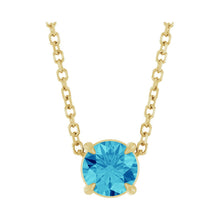 Load image into Gallery viewer, 14k Yellow Gold Natural Blue Zircon 5 mm Solitaire Necklace
