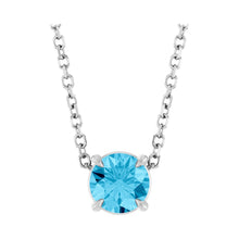 Load image into Gallery viewer, 14k White Gold or Platinum Natural Aquamarine 5 mm Solitaire Necklace
