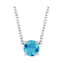 Load image into Gallery viewer, 14k White Gold or Platinum Natural Blue Zircon 5 mm Solitaire Necklace

