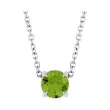 Load image into Gallery viewer, 14k White Gold or Platinum Natural Peridot 5 mm Solitaire Necklace
