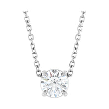Load image into Gallery viewer, 14k White Gold or Platinum Natural White Sapphire 5 mm Solitaire Necklace
