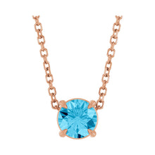Load image into Gallery viewer, 14k Rose Gold Natural Aquamarine 5 mm Solitaire Necklace
