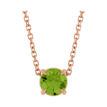 Load image into Gallery viewer, 14k Rose Gold Natural Peridot 5 mm Solitaire Necklace
