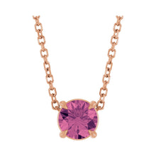 Load image into Gallery viewer, 14k Rose Gold Natural Pink Tourmaline 5 mm Solitaire Necklace
