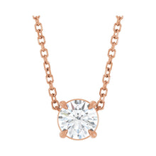 Load image into Gallery viewer, 14k Rose Gold Natural White Sapphire 5 mm Solitaire Necklace
