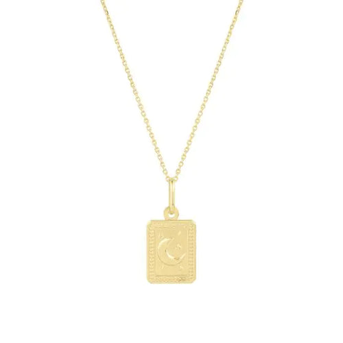 14K Rectangle Moon Talisman Pendant